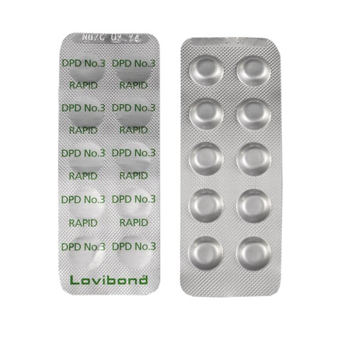 Tabletki Do Pomiaru Całkowitego Chloru w Wodzie Do Testera Kolometrycznego DPD3 Rapid 1szt 10tab Lovibond Tabletki Do Pomiaru Całkowitego Chloru w Wodzie Do Testera Kolometrycznego DPD3 Rapid 1szt 10tab Lovibond