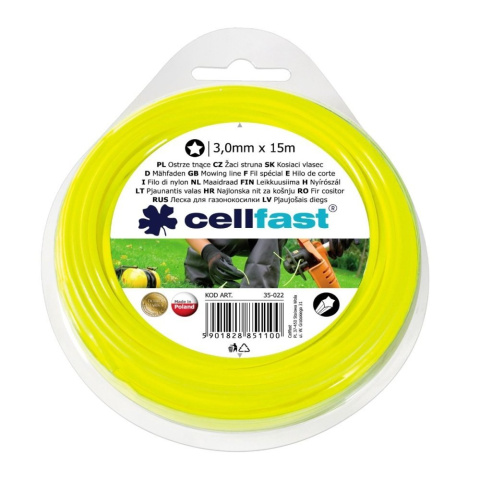 Żyłka do Podkaszarek Gwiazdka 3,0mm x 15mb Cellfast Żyłka do Podkaszarek Gwiazdka 3,0mm x 15mb Cellfast