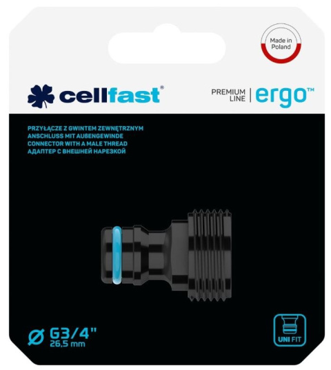 Przyłącze gwint zewnętrzny 3/4" ERGO z trwałego tworzywa Cellfast Przyłącze gwint zewnętrzny 3/4" ERGO z trwałego tworzywa Cellfast