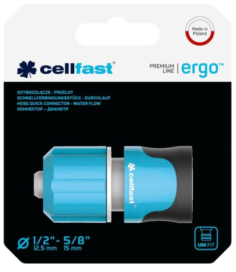 Szybkozłączka przelot 1/2" - 5/8" ERGO na precyzyjne połączenie z wężem Cellfast Szybkozłączka przelot 1/2" - 5/8" ERGO na precyzyjne połączenie z wężem Cellfast