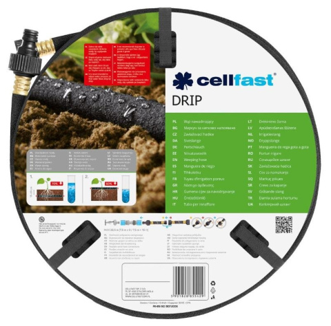 Wąż nawadniający DRIP 1/2" 15mb oszczędza do 70% wody Cellfast Wąż nawadniający DRIP 1/2" 15mb oszczędza do 70% wody Cellfast