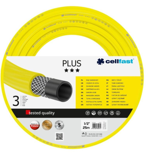 Wąż do ogrodu 3 warstwowy PLUS 1/2" 50mb wytrzymały i elastyczny Cellfast Wąż do ogrodu 3 warstwowy PLUS 1/2" 50mb wytrzymały i elastyczny Cellfast