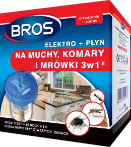 Elektrofumigator Płyn 3w1 na Muchy, Komary. Mrówki BROS