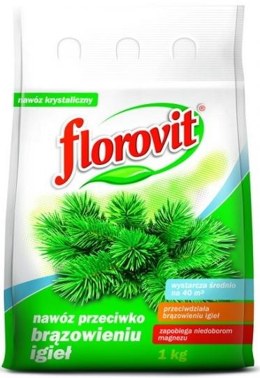 Nawóz przeciw brązowieniu iglaków zawiera składniki mineralne Florovit Nawóz przeciw brązowieniu iglaków zawiera składniki mineralne Florovit