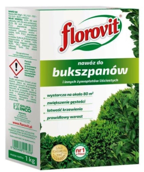 Nawóz granulowany do bukszpanu i innych żywopłotów liściastych Florovit Nawóz granulowany do bukszpanu i innych żywopłotów liściastych Florovit