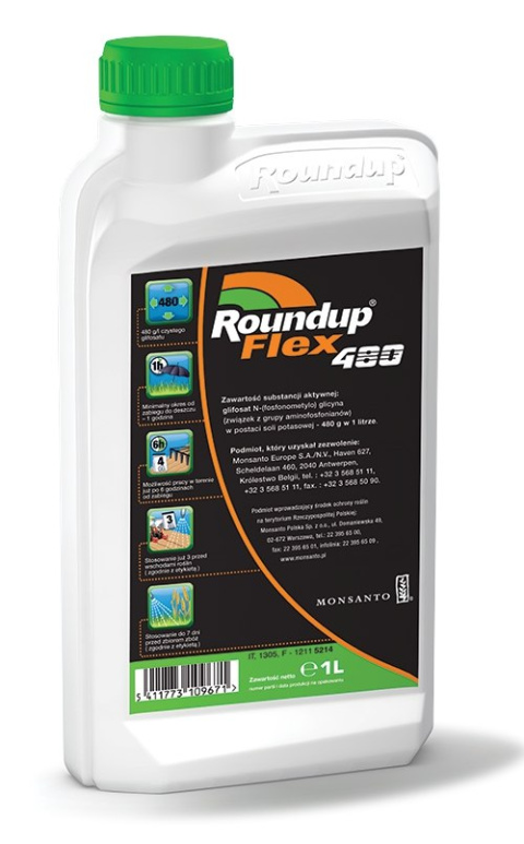 Roundup Flex 480 SL 1L Środek Chwastobójczy Na Chwasty Jednoliścienne i Dwuliścienne Monsanto