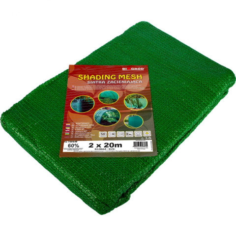 Siatka Cieniująca Zielona 50g/m2 200cm x 20mb 60% Zacienienia Bioogród Siatka Cieniująca Zielona 50g/m2 200cm x 20mb 60% Zacienienia Bioogród