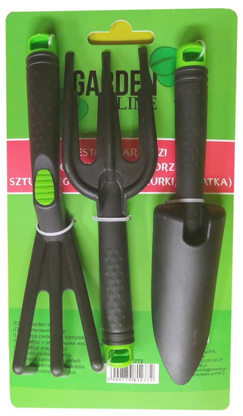Zestaw Narzędzi Ogrodniczych Łopatka Widełki Grabki 28 cm x 7cm z Tworzywa Sztucznego GardenLine