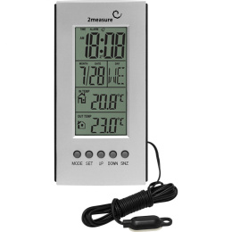 Termometr Elektroniczny Wewnętrzny z Sondą Zewnętrzną Temperatury Zegarem 170109 2measure