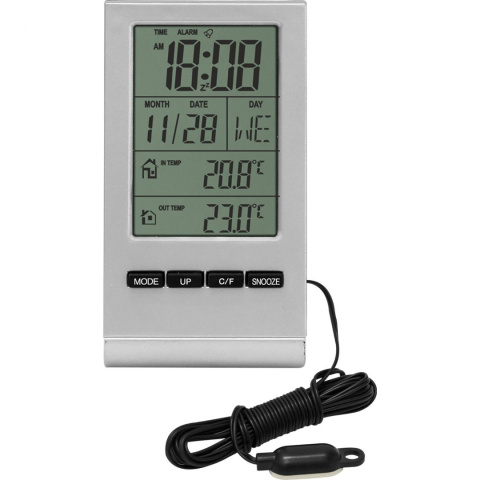 Termometr Elektroniczny Wewnętrzny z Sondą Zewnętrzną Temperatury Zegarem i Budzikiem 170710 2measure Termometr Elektroniczny Wewnętrzny z Sondą Zewnętrzną Temperatury Zegarem i Budzikiem 170710 2measure
