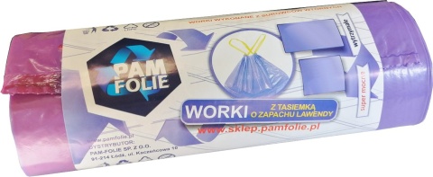 Worki Na Śmieci 35l z Tasiemką Zapachowe Lawenda i Podwójnym Zgrzewem Fioletowe 15 szt Pam-Folie Worki Na Śmieci 35l z Tasiemką Zapachowe Lawenda i Podwójnym Zgrzewem Fioletowe 15 szt Pam-Folie