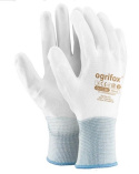 Rękawice Ochronne z Poliestru Powlekane Poliuretanem z Ściągaczem Białe S-(7) OX-POLIUR Ogrifox