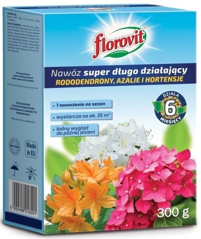 Nawóz Do Rododendronów Azalii i Hortensji Długodziałający Mineralny Koncentrat Krystaliczny 300g Super Florovit Nawóz Do Rododendronów Azalii i Hortensji Długodziałający Mineralny Koncentrat Krystaliczny 300g Super Florovit