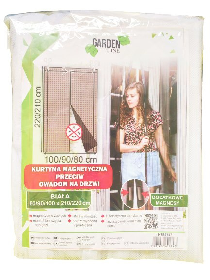 Moskitiera Siatka Przeciw Owadom Do Drzwi 100cm x 200cm Biała Garden Line Moskitiera Siatka Przeciw Owadom Do Drzwi 100cm x 200cm Biała Garden Line