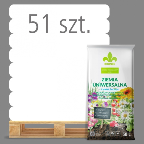 Ziemia Ogrodnicza Uniwersalna z Nawilżaczem i ECOFIBREX 50l x 51szt Kronen Ziemia Ogrodnicza Uniwersalna z Nawilżaczem i ECOFIBREX 50l x 51szt Kronen