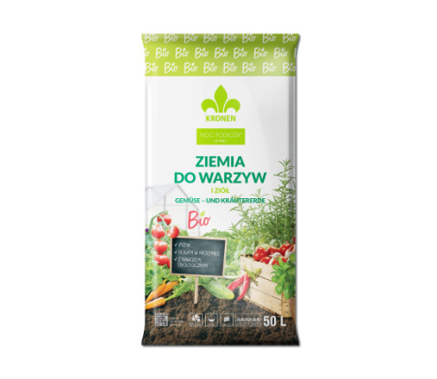 Ziemia Ogrodnicza Do Warzyw i Ziół z Nawozem Organicznym i Glinką 50l x 51szt Bio Kronen