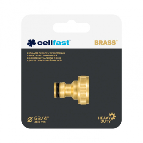 Przyłącze Węża Ogrodowego Do Kranu 3/4" GW x Szybkozłącze Mosiężne 52-850 Brass Cellfast Przyłącze Węża Ogrodowego Do Kranu 3/4" GW x Szybkozłącze Mosiężne 52-850 Brass Cellfast