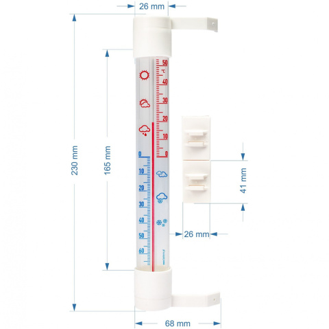 Termometr Zewnętrzny Zaokienny Rurka z Transparentną Skalą 23cm x 3cm 020510 Boterm Termometr Zewnętrzny Zaokienny Rurka z Transparentną Skalą 23cm x 3cm 020510 Boterm