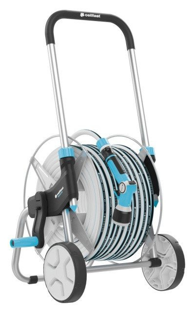 Wózek Na Wąż Ogrodowy z Wężem 1/2" 25m Zraszaczem Pistoletowym i Zestawem Przyłączy 55-065 Explorer Cellfast Wózek Na Wąż Ogrodowy z Wężem 1/2" 25m Zraszaczem Pistoletowym i Zestawem Przyłączy 55-065 Explorer Cellfast
