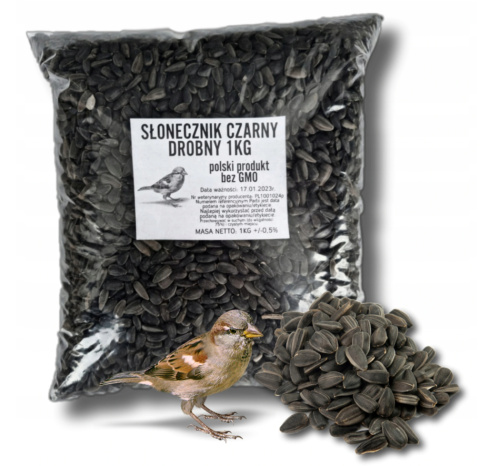 Karma Dla Ptaków Ziarna Słonecznik Czarny Drobny 1kg Karma Dla Ptaków Ziarna Słonecznik Czarny Drobny 1kg