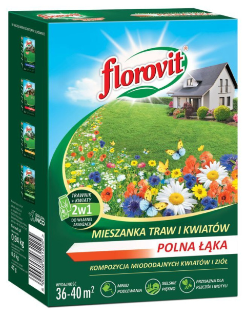 Trawa Kwiatowa Łąka Polna Mieszanka Traw i Kwiatów Florovit 940g Trawa Kwiatowa Łąka Polna Mieszanka Traw i Kwiatów Florovit 940g