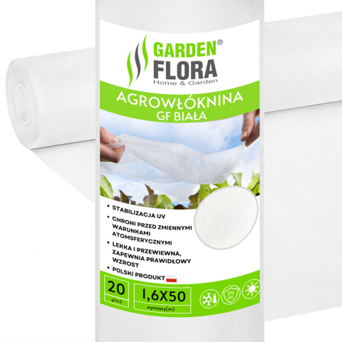 Agrowłóknina Biała 20g/m2 UV 1,6m x 50mb GF Agro Agrowłóknina Biała 20g/m2 UV 1,6m x 50mb GF Agro