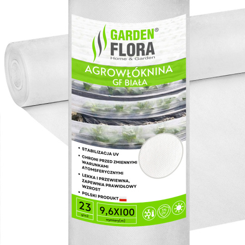 Agrowłóknina Biała 23g/m2 UV 9,6m x 100mb GF Agro Agrowłóknina Biała 23g/m2 UV 9,6m x 100mb GF Agro