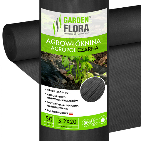 Agrowłóknina Czarna 50g/m2 UV 3,2m x 20mb GF Agro Agrowłóknina Czarna 50g/m2 UV 3,2m x 20mb GF Agro
