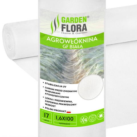 Agrowłóknina Biała 17g/m2 UV 1,6m x 100mb GF Agro Agrowłóknina Biała 17g/m2 UV 1,6m x 100mb GF Agro