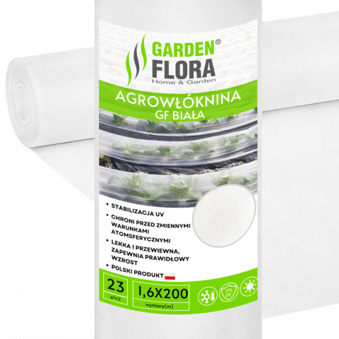 Agrowłóknina Biała 23g/m2 UV 1,6m x 200mb GF Agro Agrowłóknina Biała 23g/m2 UV 1,6m x 200mb GF Agro