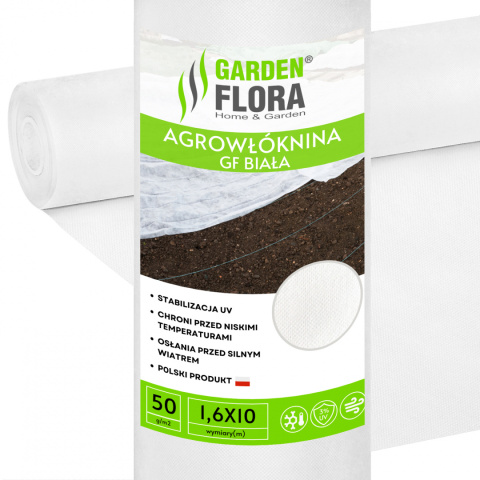 Agrowłóknina Biała 50g/m2 UV 1,6m x 10mb GF Agro Agrowłóknina Biała 50g/m2 UV 1,6m x 10mb GF Agro