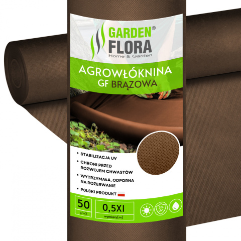 Agrowłóknina Brązowa 50g/m2 UV 0,5m x 1mb GF Agro Agrowłóknina Brązowa 50g/m2 UV 0,5m x 1mb GF Agro