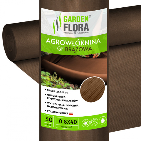 Agrowłóknina Brązowa 50g/m2 UV 0,8m x 40mb GF Agro Agrowłóknina Brązowa 50g/m2 UV 0,8m x 40mb GF Agro
