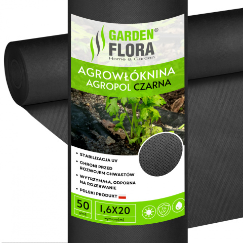 Agrowłóknina Czarna 50g/m2 UV 1,6m x 20mb AgroPol Agrowłóknina Czarna 50g/m2 UV 1,6m x 20mb AgroPol