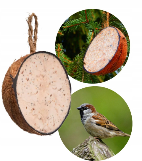 Kokos Nadziewany Dla Ptaków Połówka Happy Birds Kokos Nadziewany Dla Ptaków Połówka Happy Birds