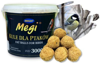 Kule Tłuszczowe Dla Ptaków 100g x 30szt Wiaderko Megi Megan