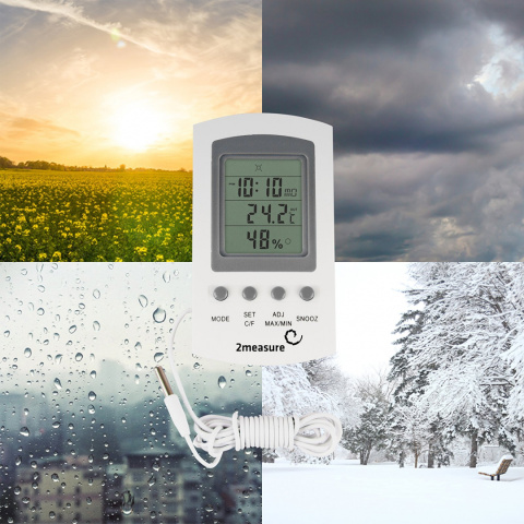 Stacja Pogodowa Elektroniczna Termometr Higrometr Wewnętrzny z Sondą Zewnętrzną Temperatury 170601 2measure Stacja Pogodowa Elektroniczna Termometr Higrometr Wewnętrzny z Sondą Zewnętrzną Temperatury 170601 2measure