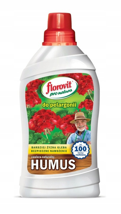 Nawóz Do Pelargonii z Humusem Mineralno Organiczny Płynny 1kg Pro Natura Florovit Nawóz Do Pelargonii z Humusem Mineralno Organiczny Płynny 1kg Pro Natura Florovit
