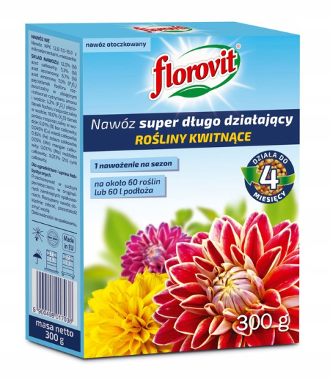 Nawóz Do Roślin Kwitnących Długodziałający Mineralny Granulat 300g Florovit Nawóz Do Roślin Kwitnących Długodziałający Mineralny Granulat 300g Florovit