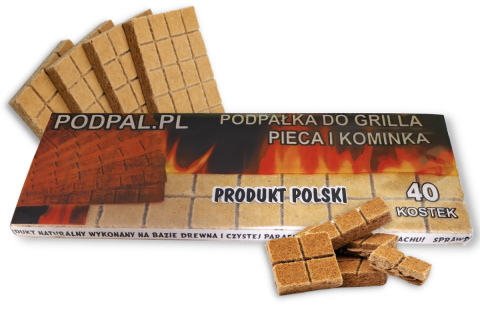 Podpałka Do Grilla i Kominka Kostka Szara 40szt Podpal.pl Podpałka Do Grilla i Kominka Kostka Szara 40szt Podpal.pl