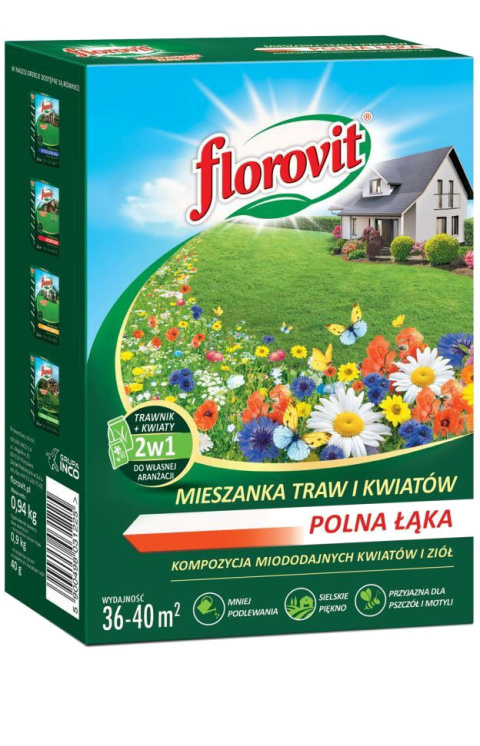 Trawa Kwiatowa Łąka Polna Mieszanka Traw i Kwiatów Florovit 940g