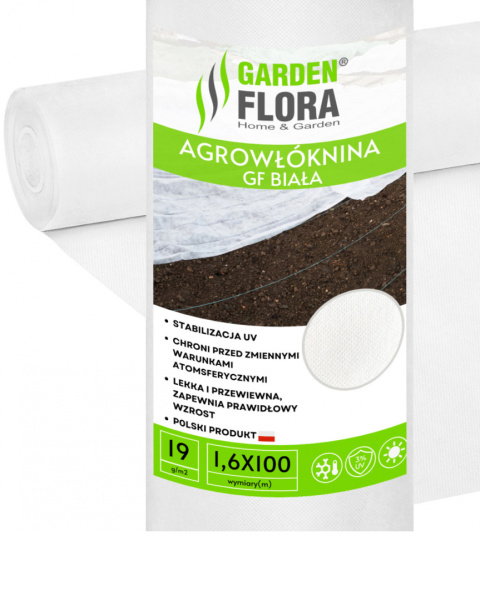 Agrowłóknina Biała 19g/m2 UV 1,6m x 100mb GF Agro