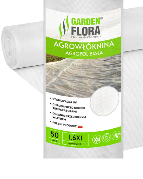 Agrowłóknina Biała 50g/m2 UV 1,6m x 1mb AgroPol