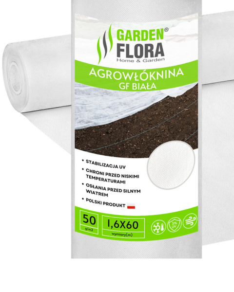 Agrowłóknina Biała 50g/m2 UV 1,6m x 60mb GF Agro