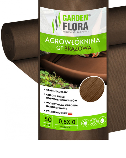 Agrowłóknina Brązowa 50g/m2 UV 0,8m x 10mb GF Agro