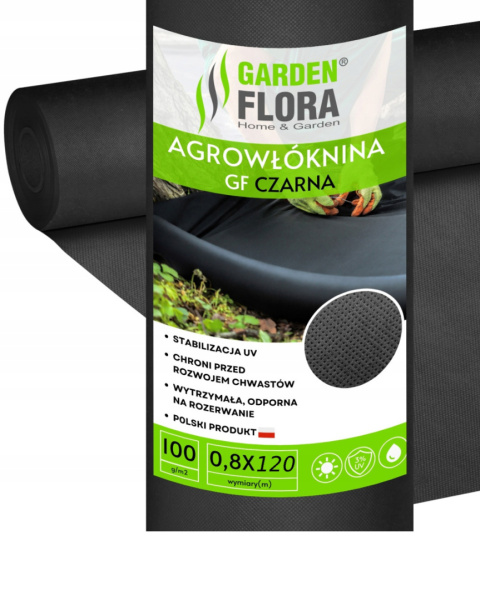 Agrowłóknina Czarna 100g/m2 UV 0,8m x 120mb GF Agro