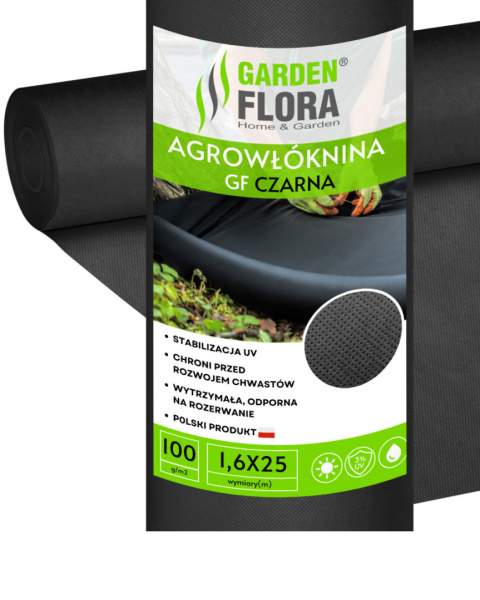 Agrowłóknina Czarna 100g/m2 UV 1,6m x 25mb GF Agro