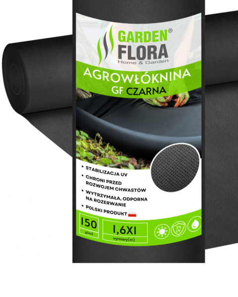 Agrowłóknina Czarna 150g/m2 UV 1,6m x 1mb GF Agro Agrowłóknina Czarna 150g/m2 UV 1,6m x 1mb GF Agro