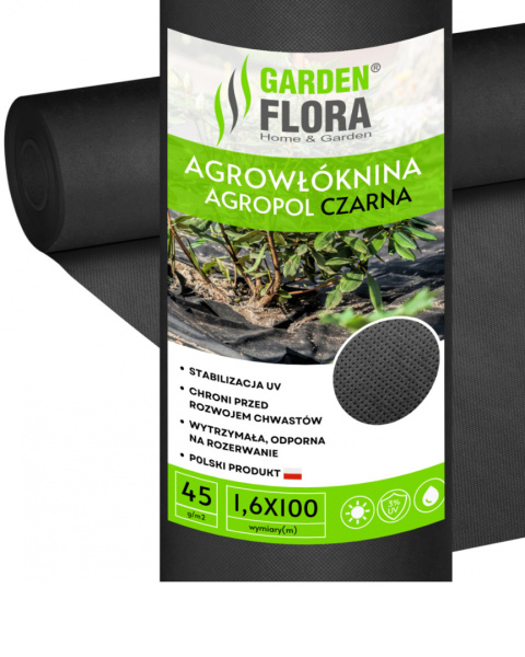 Agrowłóknina Czarna 45g/m2 UV 1,6m x 100mb AgroPol