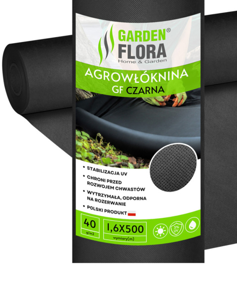 Agrowłóknina Czarna 45g/m2 UV 1,6m x 500mb AgroPol